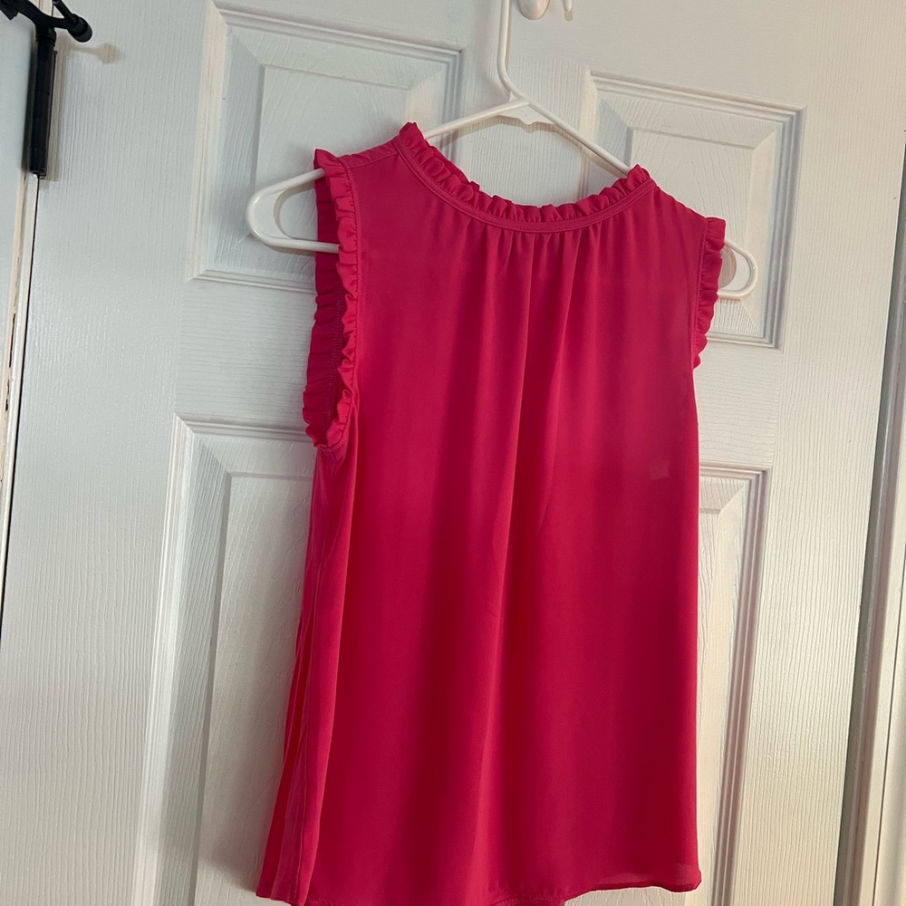 LOFT Pink Ruffled Blouse